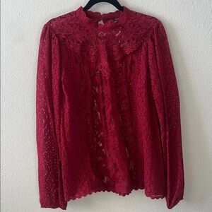 Torrid Red Mixed Lace Blouse